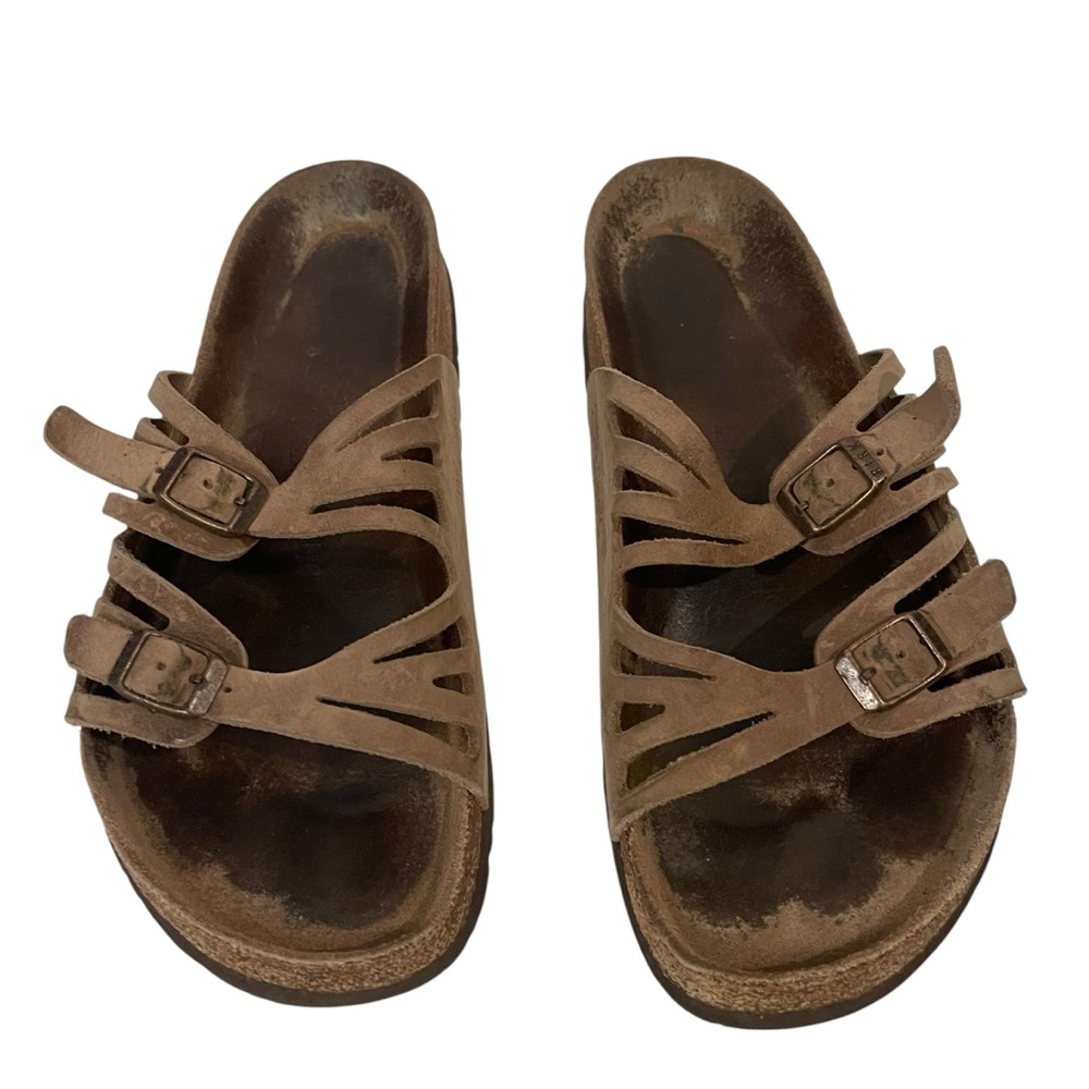Women’s Birkenstock Brown Strappy Leather Sandals Shoes - Picture 2 of 4